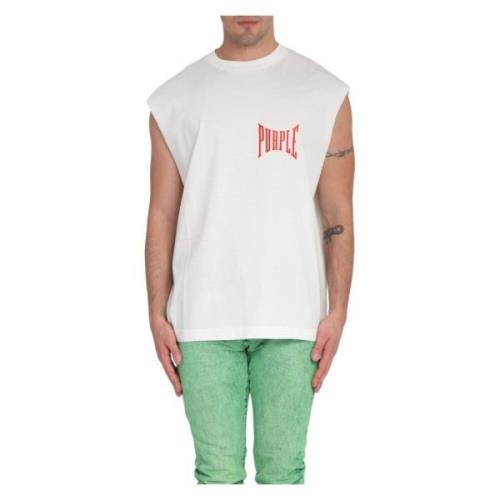 Purple Brand Logo Cut Off Tee White, Herr