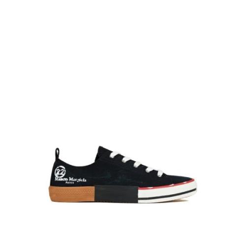 Maison Margiela Logo Canvas Sneakers Svart Gummi Black, Dam