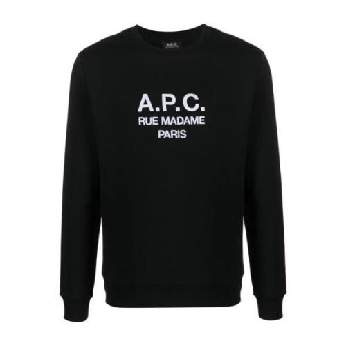 A.p.c. Svart Bomull Logo Tröja Black, Herr