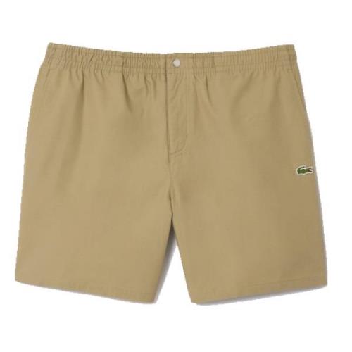 Lacoste Avslappnad Passform Bomull Poplin Shorts Brown, Herr