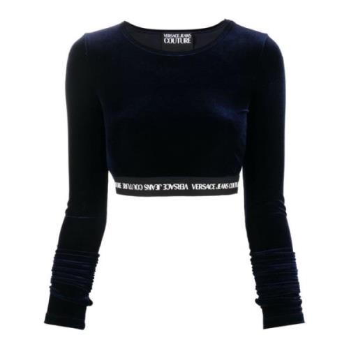 Versace Jeans Couture Stilfull Crop Top med ärmar Blue, Dam