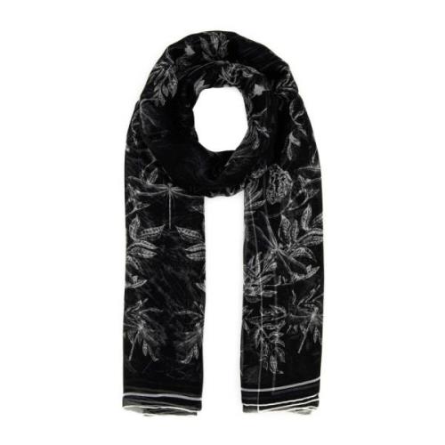 Alexander McQueen Silk Printed Foulard Scarf Black, Dam