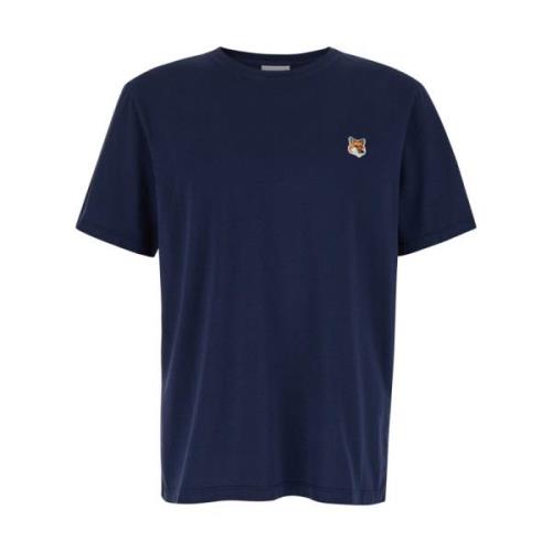 Maison Kitsuné Fox Head Patch Crewneck T-shirt Blue, Herr