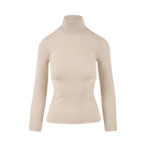 Akep Räfflad Turtleneck Tröja Beige, Dam