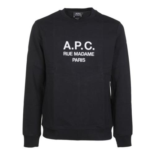A.p.c. Svart Bomullsweatshirt med Logotyp Black, Herr