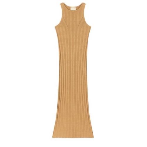 Loulou Studio Sommar Ärmlös Linne Siden Klänning Beige, Dam