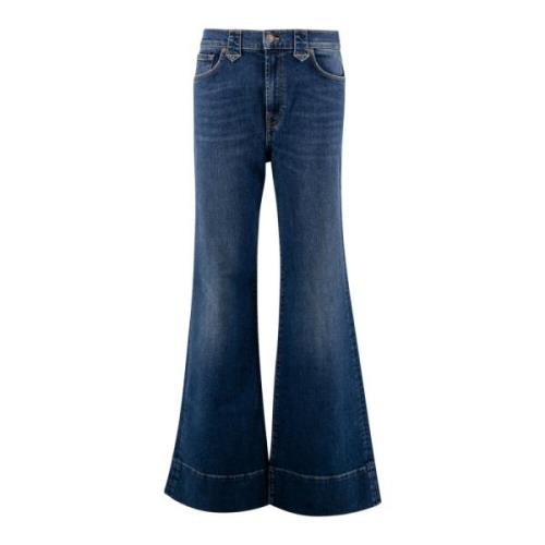 7 For All Mankind Indigo High Waist Flared Jeans Blue, Dam