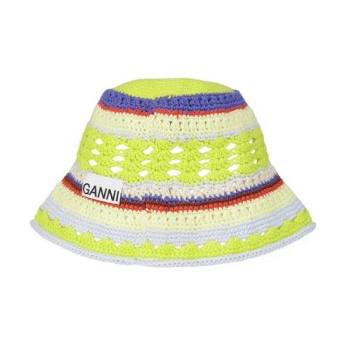 Ganni Färgglad Virkad Bucket Hat Multicolor, Dam