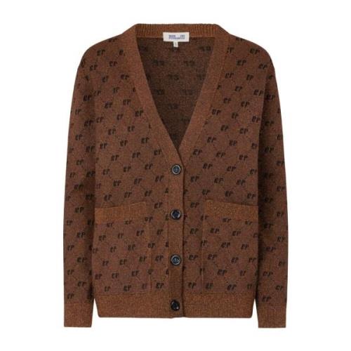 Baum und Pferdgarten Harlequin V-Neck Cardigan Brown, Dam