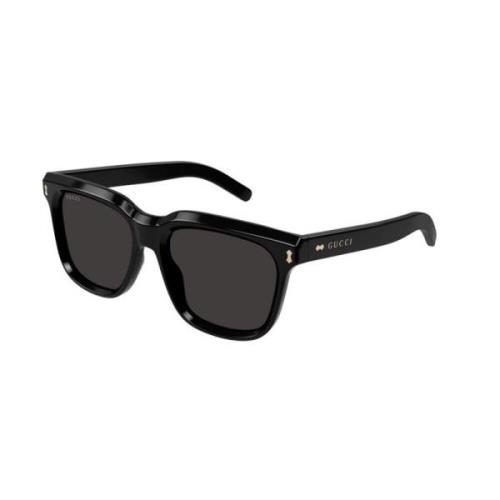 Gucci Stiliga Svarta Solglasögon med Gråa Linser Black, Unisex