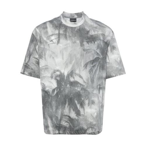 Emporio Armani Palm Tree Print Tee Grå Multicolor, Herr