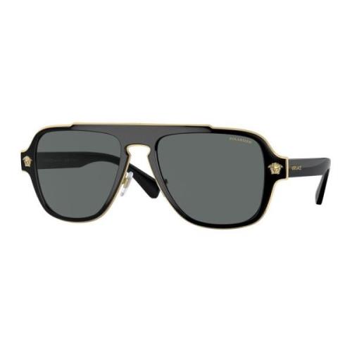 Versace Herr Solglasögon Nylon-Polycarbonat-Metall Black, Herr