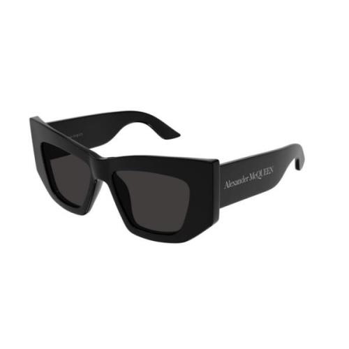 Alexander McQueen Svart Grå Solglasögon Am0448S 001 Black, Unisex