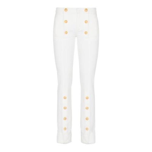 Balmain Knäppta denim jeans White, Dam