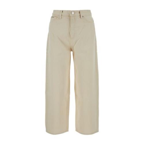 Calvin Klein Ecru High Rise Barrel Jeans Beige, Dam