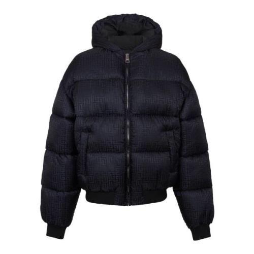 Balmain PB Labyrinth jacquard nylon puffer jacka Black, Herr