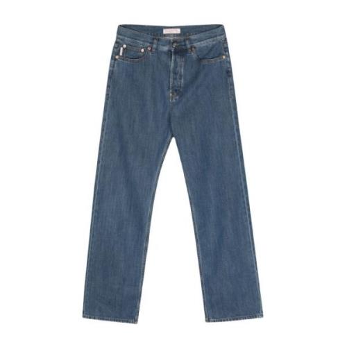 Valentino Garavani Tvättad Denim Straight Leg Jeans Blue, Herr