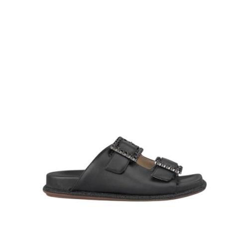 Alma EN Pena Glittrande Platta Sandal Black, Dam