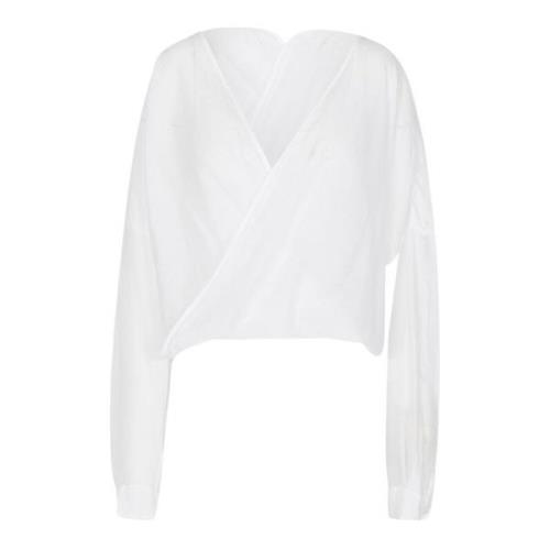 Jucca V-Hals Blus med Djup Front White, Dam