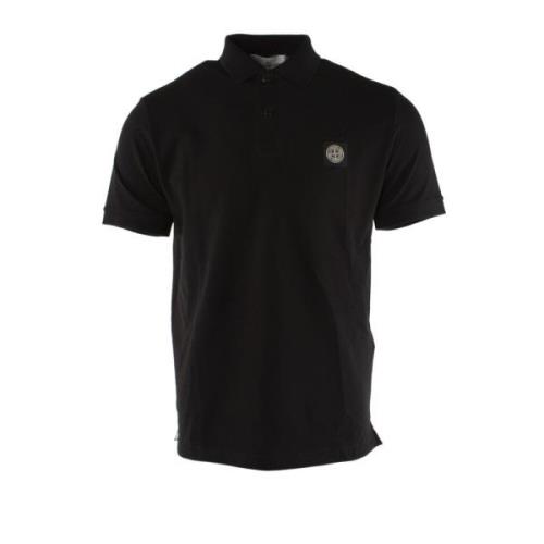 Stone Island Slim Fit Svart Polo Skjorta Black, Herr