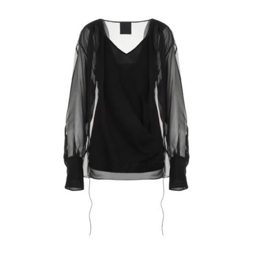 Givenchy Svart Drapped Skjorta Black, Dam