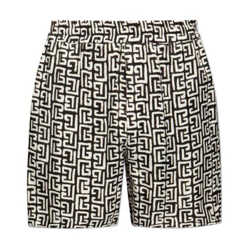 Balmain Monogram Shorts Black, Herr