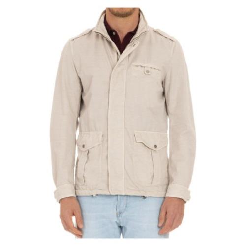 Herno Beige Field Jacket Bomull Linne Beige, Herr