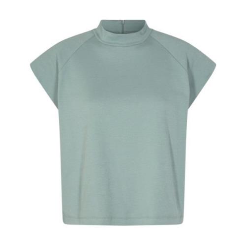 Remain Birger Christensen High-Neck T-shirt med Vadderade Axlar Green,...