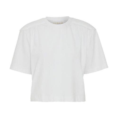 Remain Birger Christensen Vit Cropped Axelvadderad Topp White, Dam