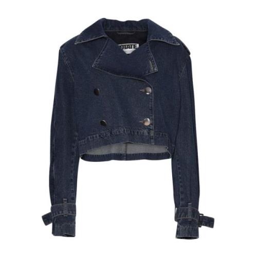 Rotate Birger Christensen Denimjacka med fransdetaljer Blue, Dam