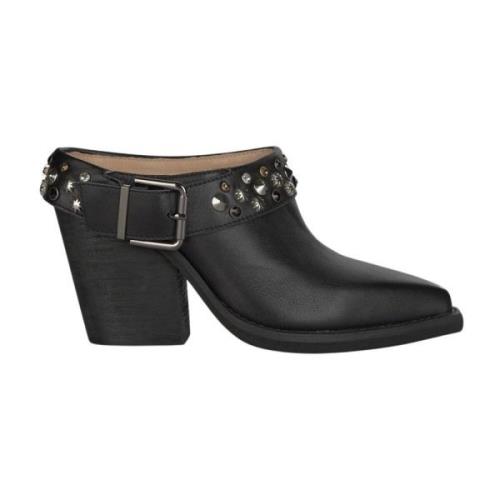 Alma EN Pena Studded Heeled Clogs Black, Dam