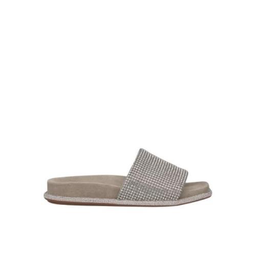 Alma EN Pena Strass Strap Platta Sandal Gray, Dam