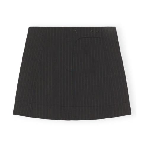 Ganni Elegant Pinstripe Mini Skirt Black, Dam