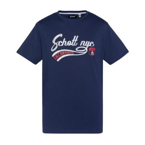 Schott NYC Signatur Tyron Bomull T-shirt - Blå Blue, Herr