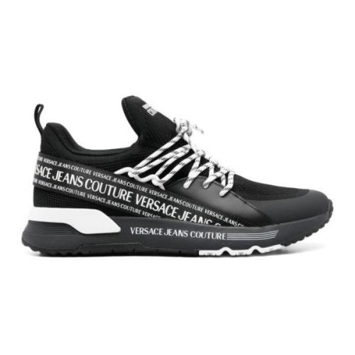 Versace Svarta Låga Herrsneakers Logotyptryck Black, Herr