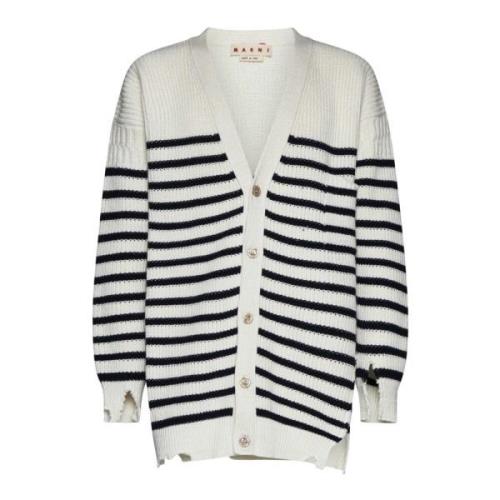 Marni Randig V-ringad Cardigan Sweaters Multicolor, Herr