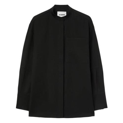 Jil Sander Svart Ull Oversized Skjorta Black, Dam