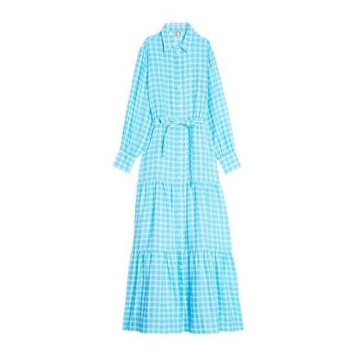 Ines De La Fressange Paris Léna Vichy turquoise dress Blue, Unisex