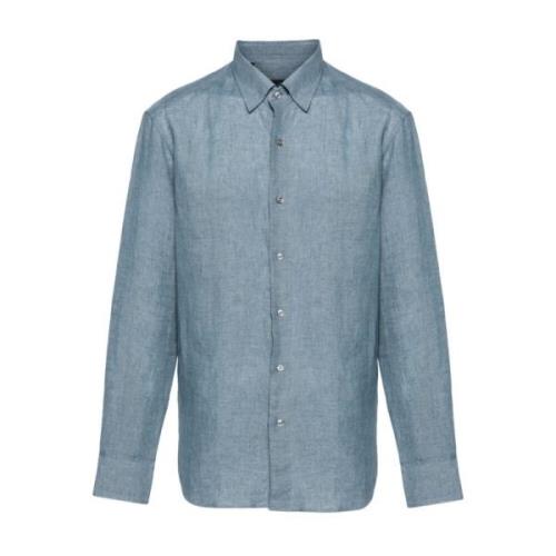 Brioni Long Sleeve Tops Blue, Herr