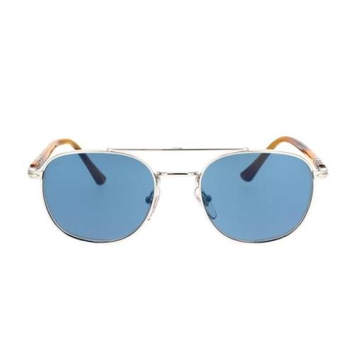 Persol Elegant Metallram Solglasögon Blå Kristall Gray, Unisex