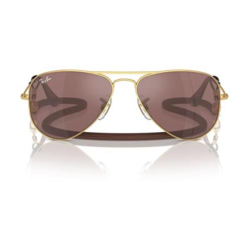 Ray-Ban Junior Aviator Metall Solglasögon Guld Brun Yellow, Unisex