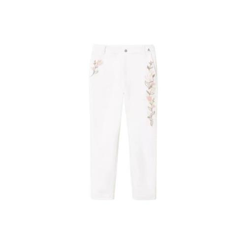 Twinset Blommig Sidolinje Bomullbyxor White, Dam