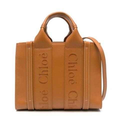 Chloé Brun Läder Toteväska med Logodetaljer Brown, Dam