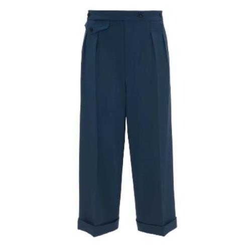 Victoria Beckham Blå Wide Leg Cropped Byxor Blue, Dam