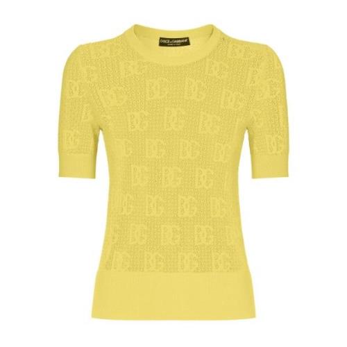 Dolce & Gabbana Gul Monogram Jacquard Tröja Yellow, Dam