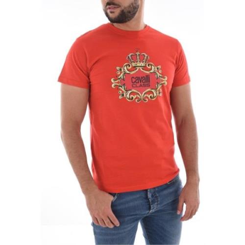 Cavalli Class Röd Logotyp T-shirt 100% Bomull Red, Herr