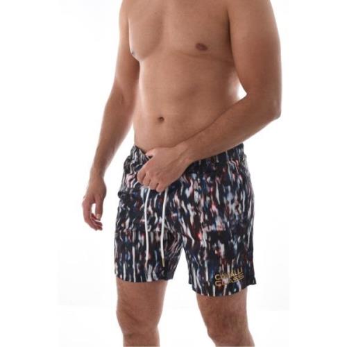 Cavalli Class Multifärgade Badshorts - Tryckt Logotyp Multicolor, Herr