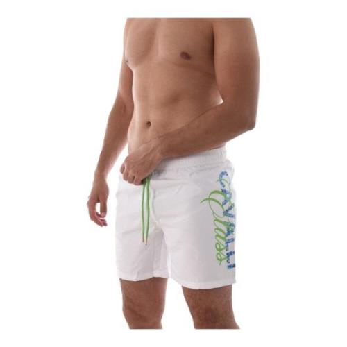 Cavalli Class Färgglada Sidologo Badshorts White, Herr