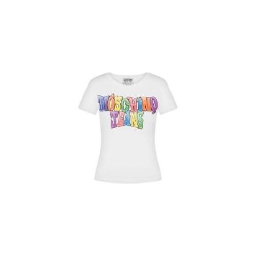 Moschino Vit Bomull Logo T-shirt Multicolor White, Dam