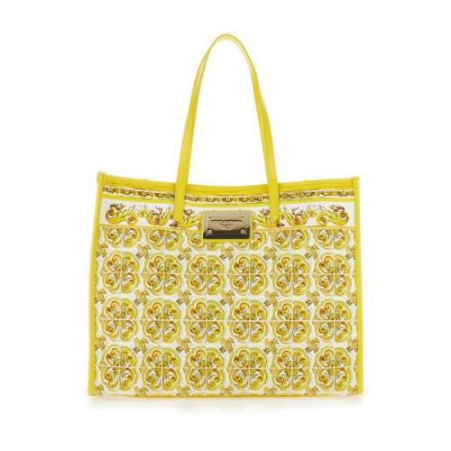 Dolce & Gabbana Gul Toteväska med Logo Plaque Yellow, Dam